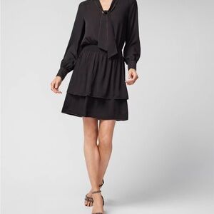 White House Black Market Black Long Sleeve Dress with Bow